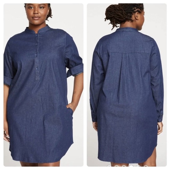 Universal Standard Hannah Denim Shirt Dress Sz S - Picture 2 of 9